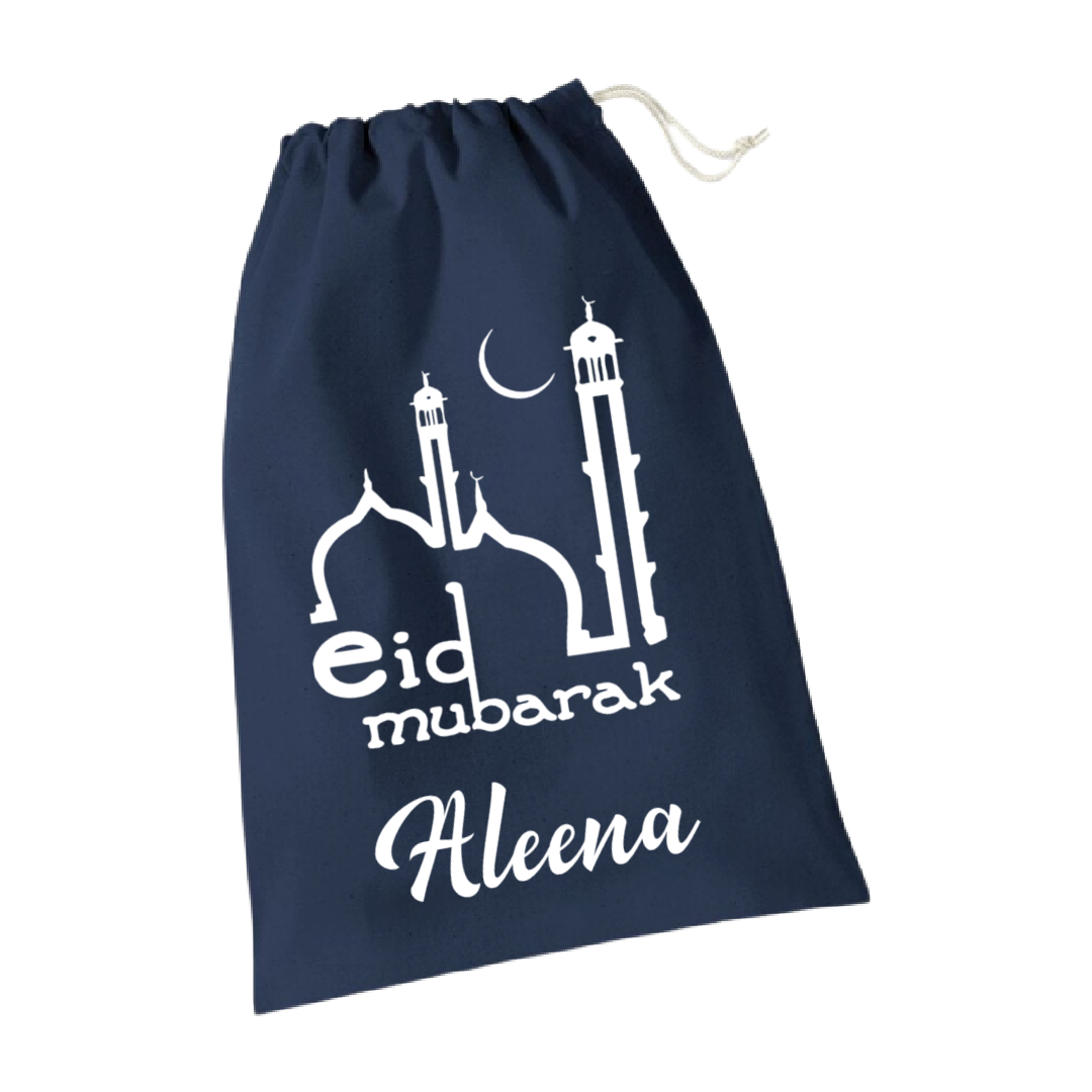 Navy Eid Mubarak Gift Stuff Sack