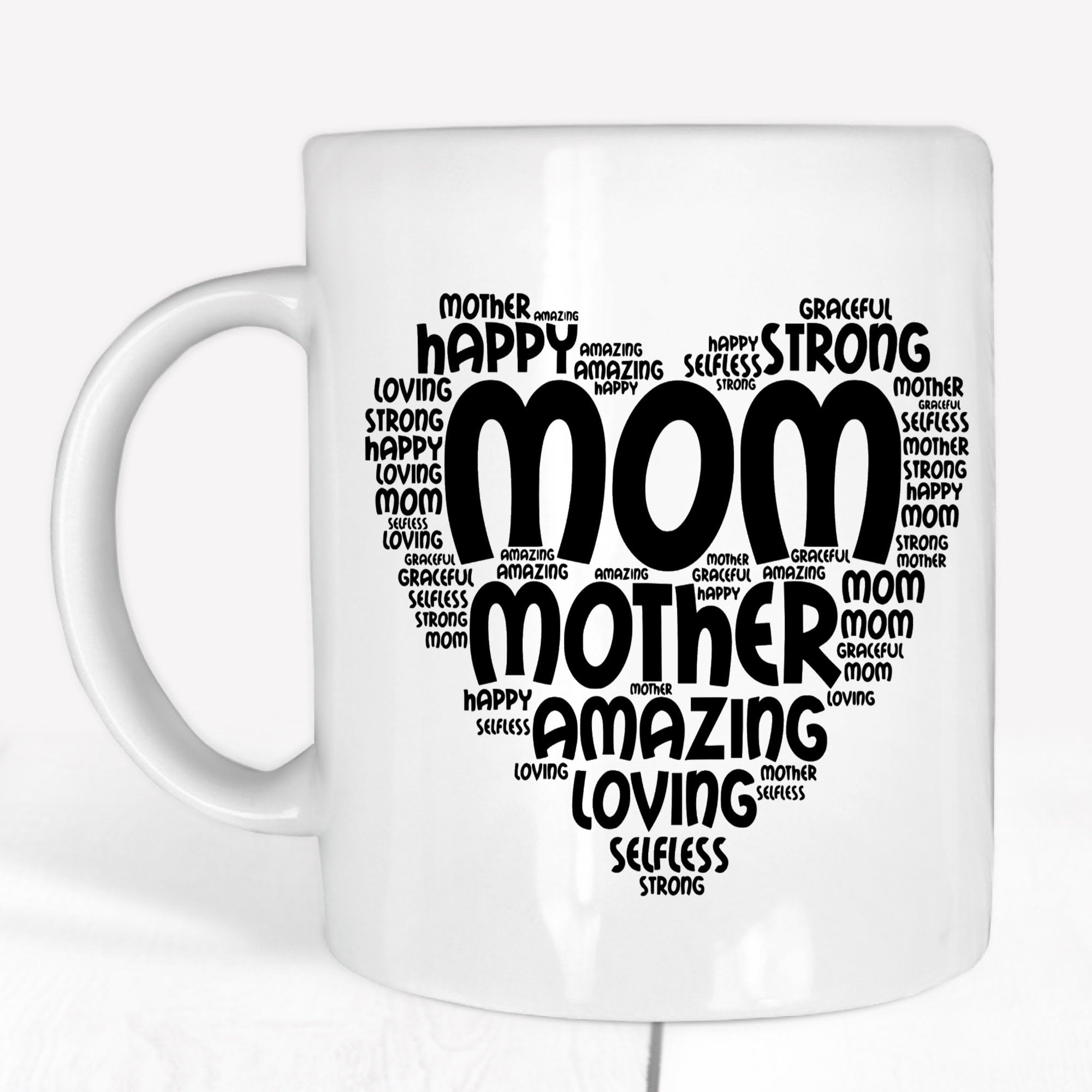 Mum Word Cloud Art Heart Mug