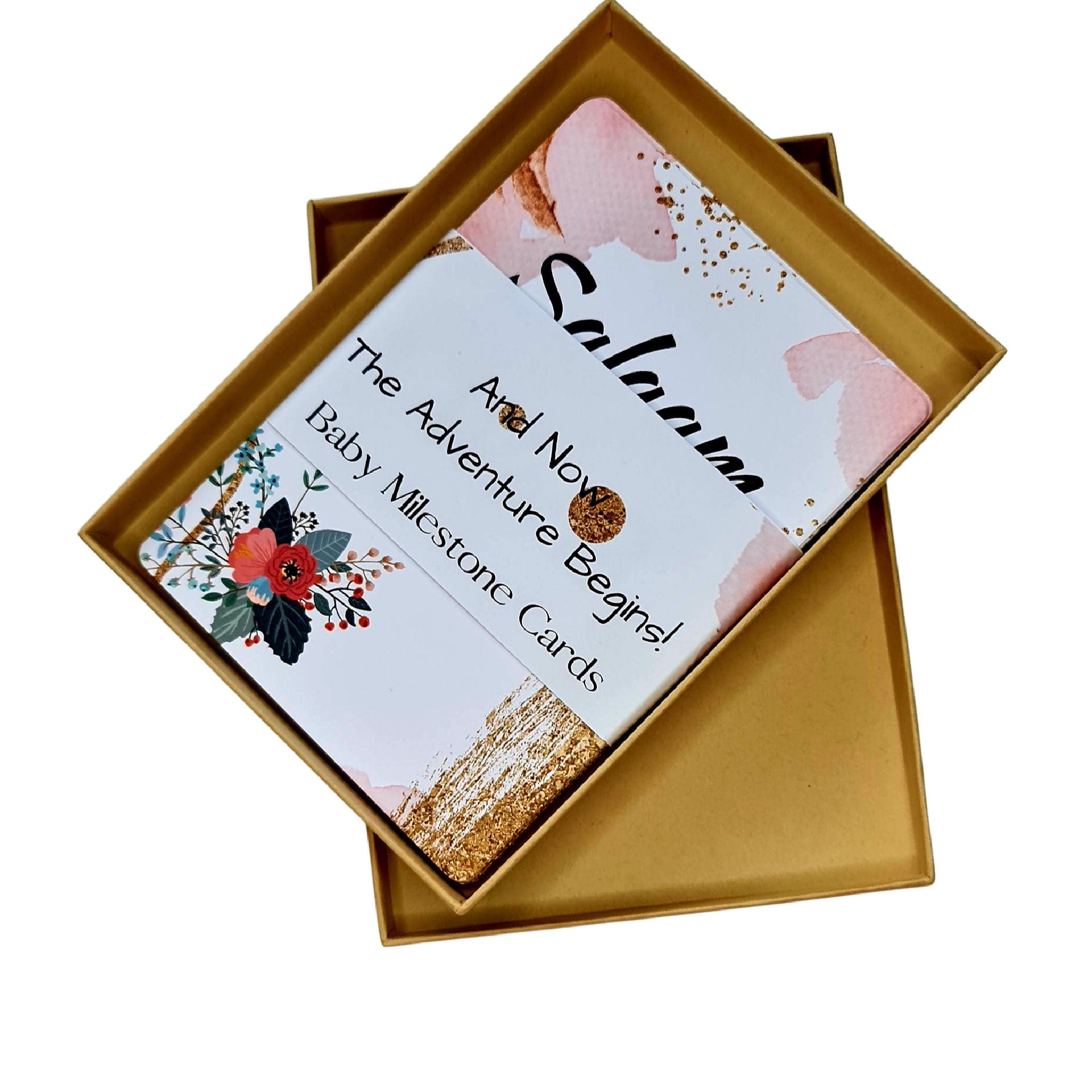 Pink Gold and Flower Islamic Baby Milestone Cards , Baby Girl Baby Keepsake Milestone Cards,Arabic Milestone Cards, Muslim Milestone Cards