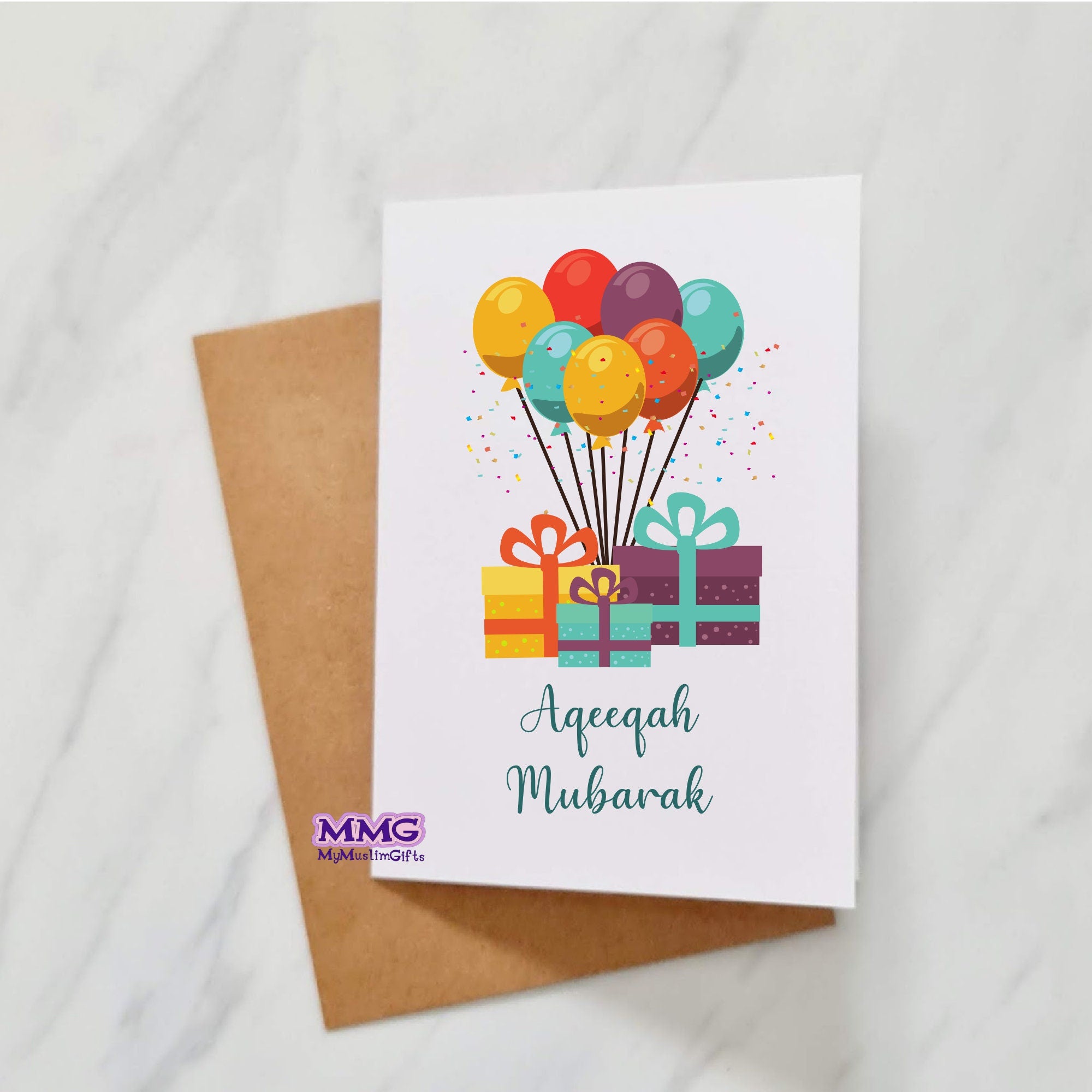 Aqeeqah Mubarak Greeting Card | Muslim Greeting Card| Muslim Naming Ceremony Card | Islamic Naming Ceremony Greeting Card