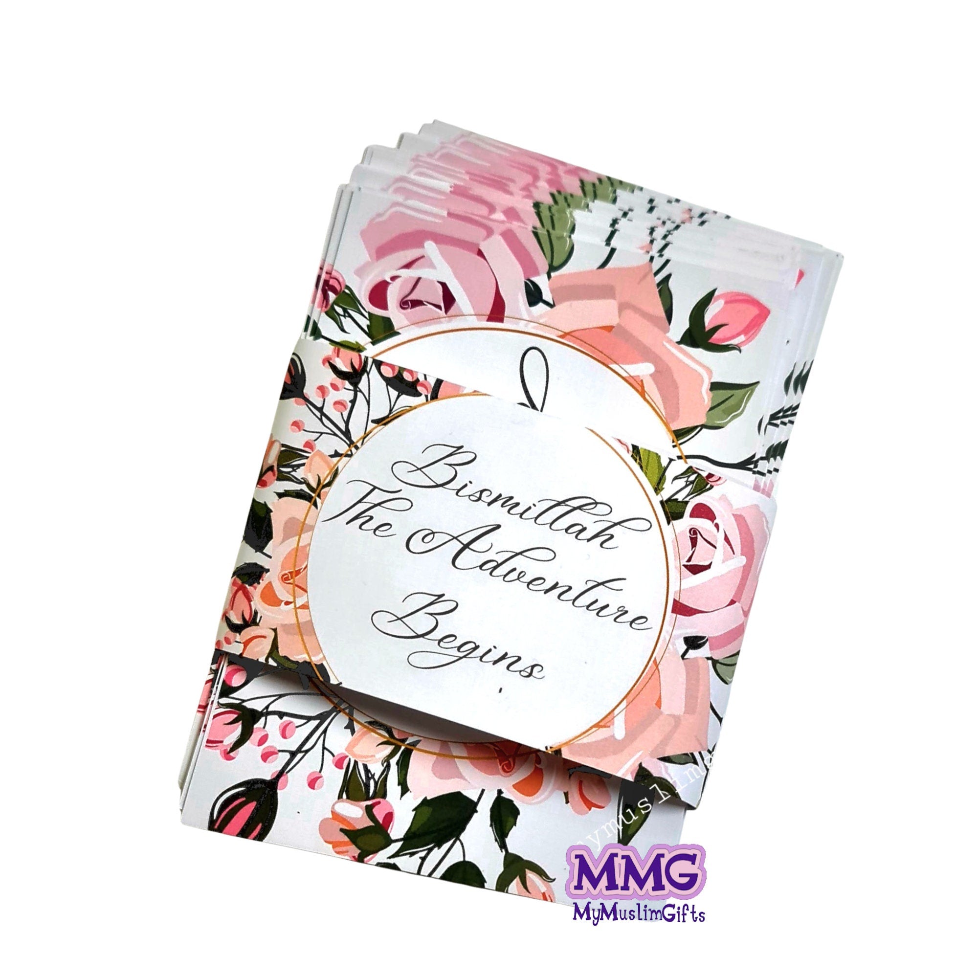 Pink Flowery Islamic Baby Milestone Cards , Baby Girl Baby Keepsake Milestone Cards,Arabic Milestone Cards, Muslim Milestone Cards