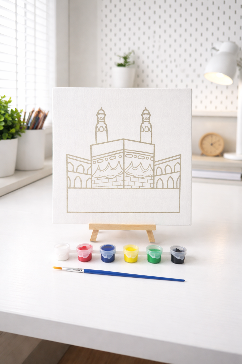 Kids Canvas Painting Kit With Wooden Easel