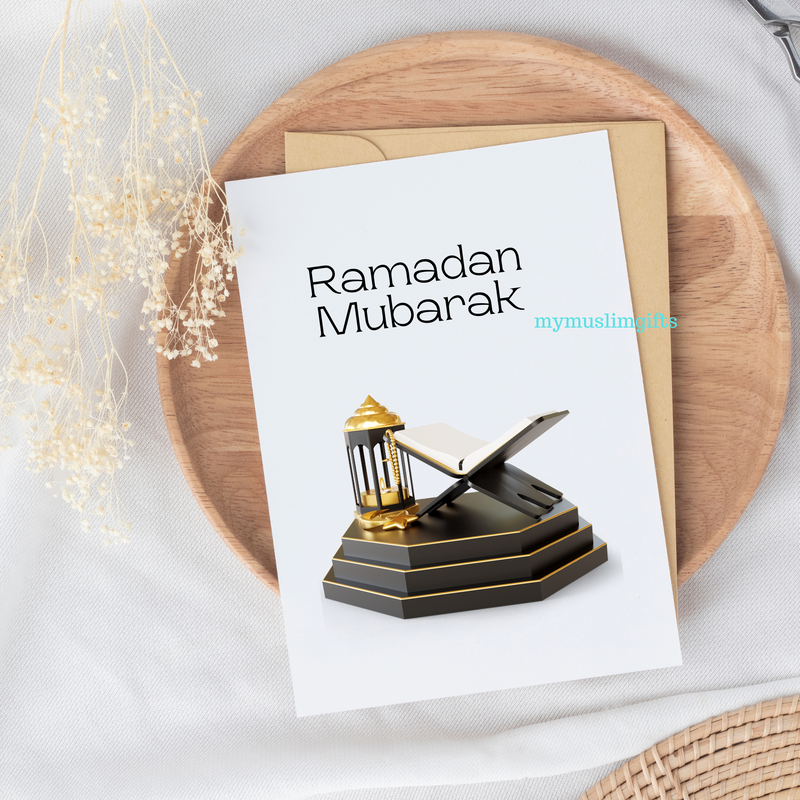 Ramadan Mubarak Quran and Lantern  Greeting Card