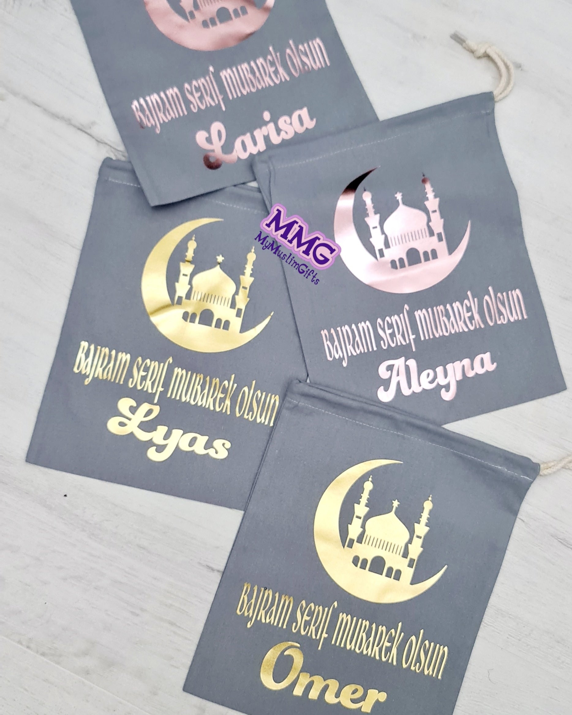 Grey Eid Mubarak Gift Stuff Sack