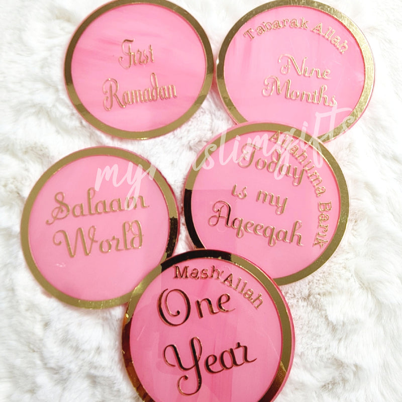 Pink and Gold Milestone Acrylic Discs