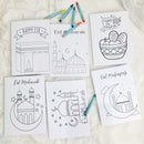 Eid Variety Colour in Greeting Cards With Crayons (Pack of 6)