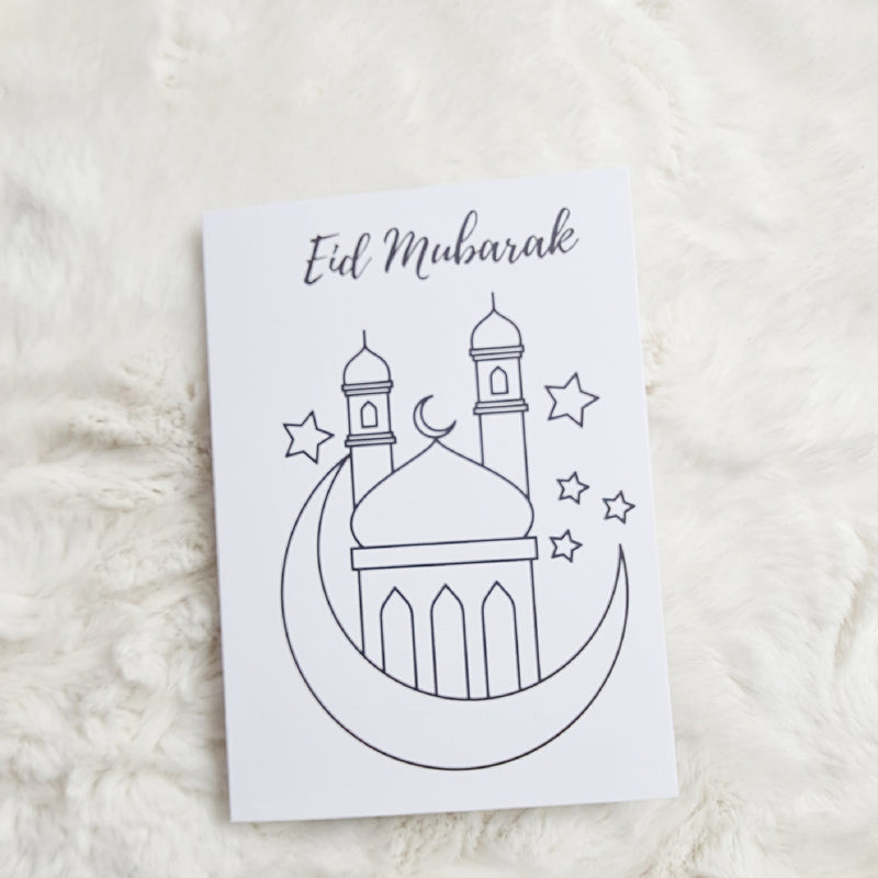 Eid Variety Colour in Greeting Cards With Crayons (Pack of 6)