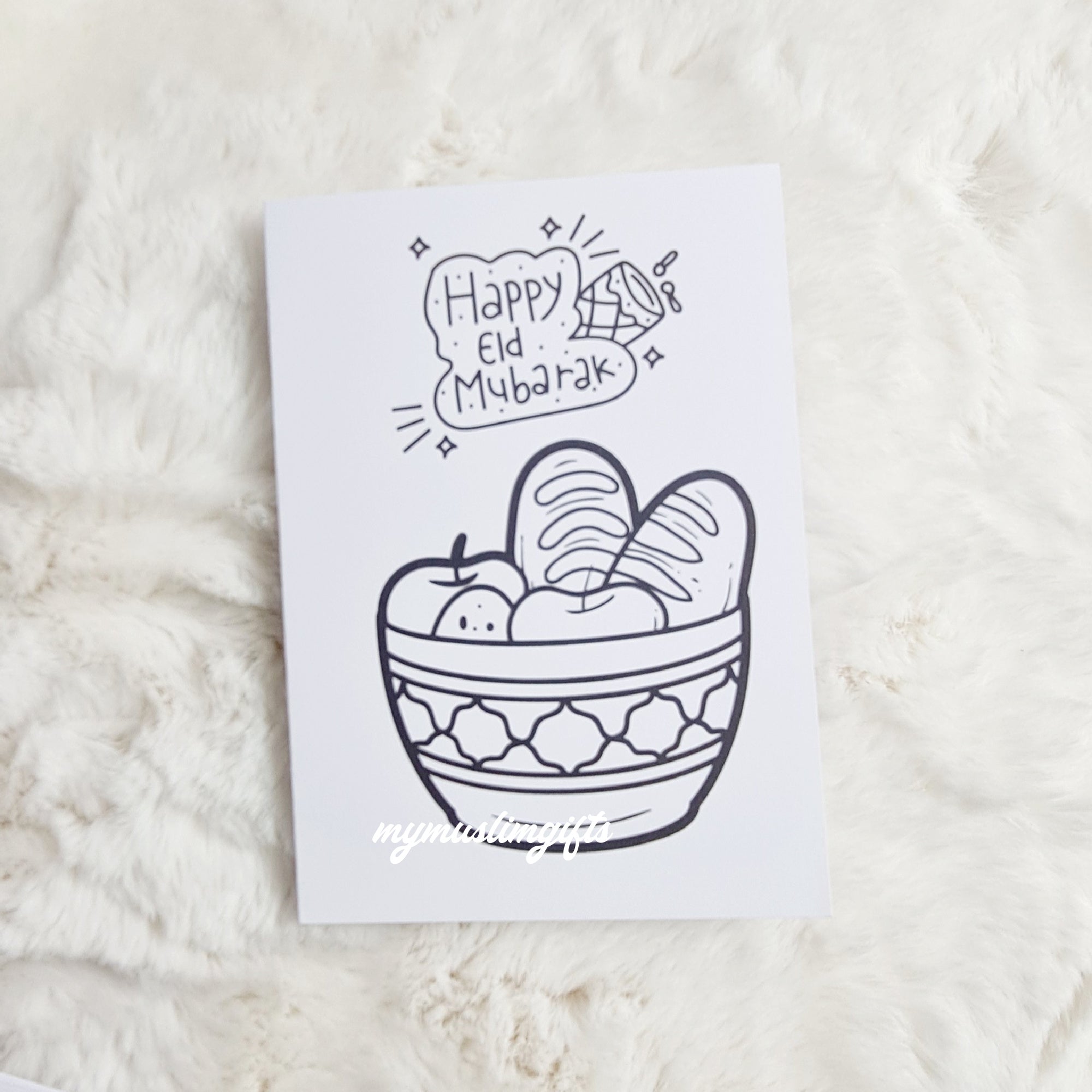 Eid Variety Colour in Greeting Cards With Crayons (Pack of 6)