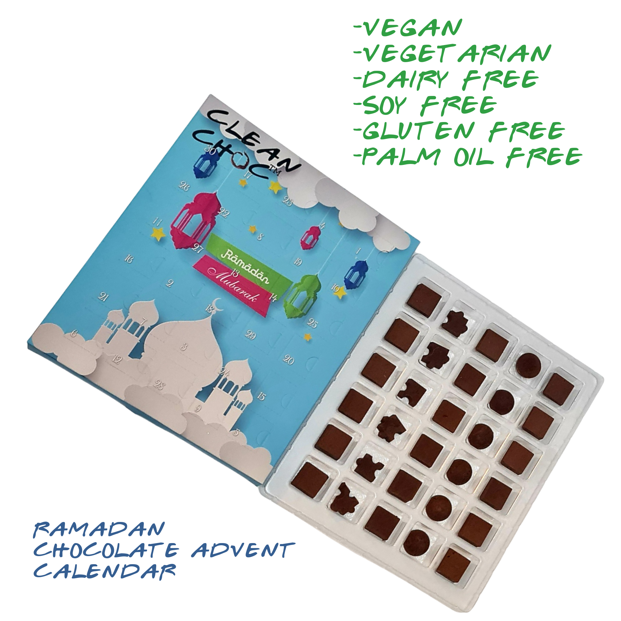 Ramadan Countdown Chocolate Adventure Calendar Dairy-Free Gluten Free-Vegetarian-Halal-No Artificial Colour or Flavour