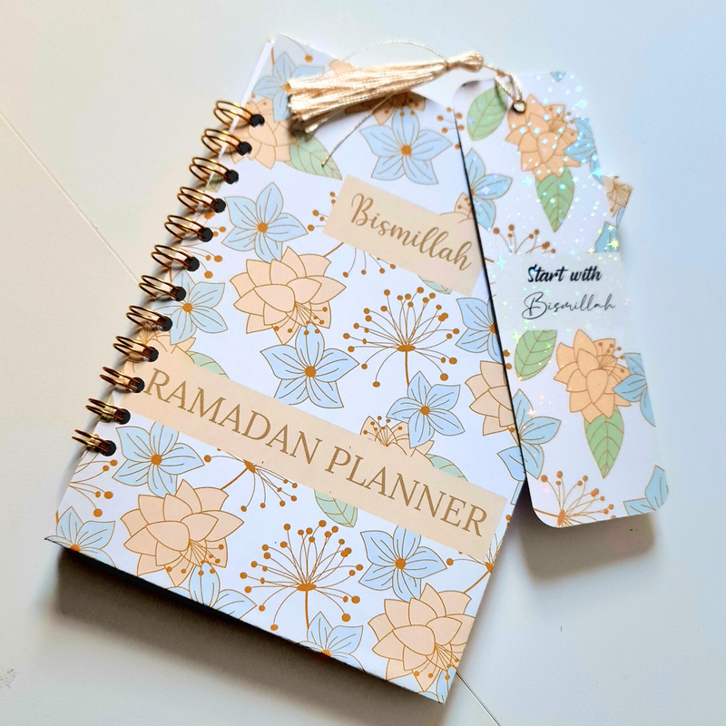 Pastel Flowery Ramadan Planner & Journal -30 days Daily Ramadan Planner A5 55 Pages -Dua -Quran Tracker for Adult and Teens