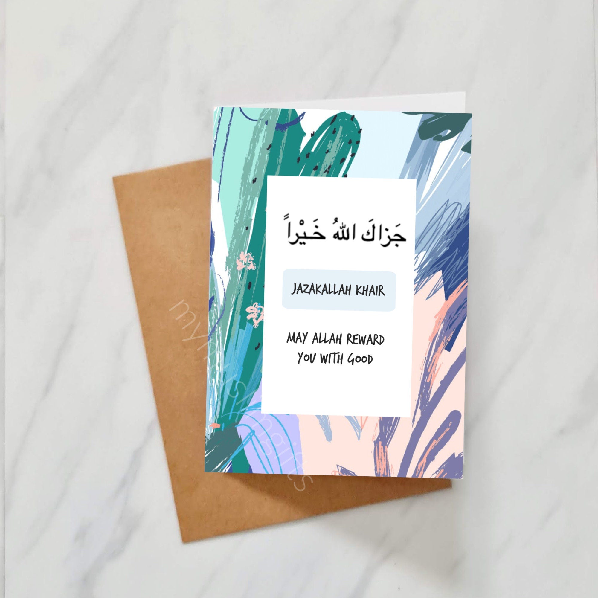 Jazakallah Khairan Greeting Card | Muslim Greeting Card| Muslim Thank You Card | Islamic Thank You Greeting Card | Arabic Thank You card
